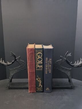 Rare VGT,Svitorka Set Of 2 Black Brutalist Cast Iron Reindeer Book Ends.